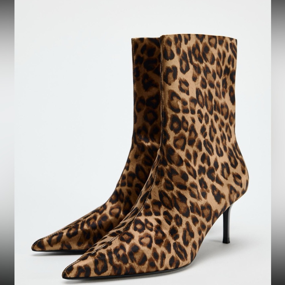 Zara Leopard Print Women's Ankle Boots - Picture 5 of 12